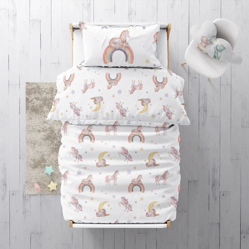 "Regenbogen Einhorn" Premium Kinderbettwäsche