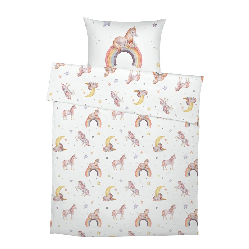 "Regenbogen Einhorn" Premium Kinderbettwäsche