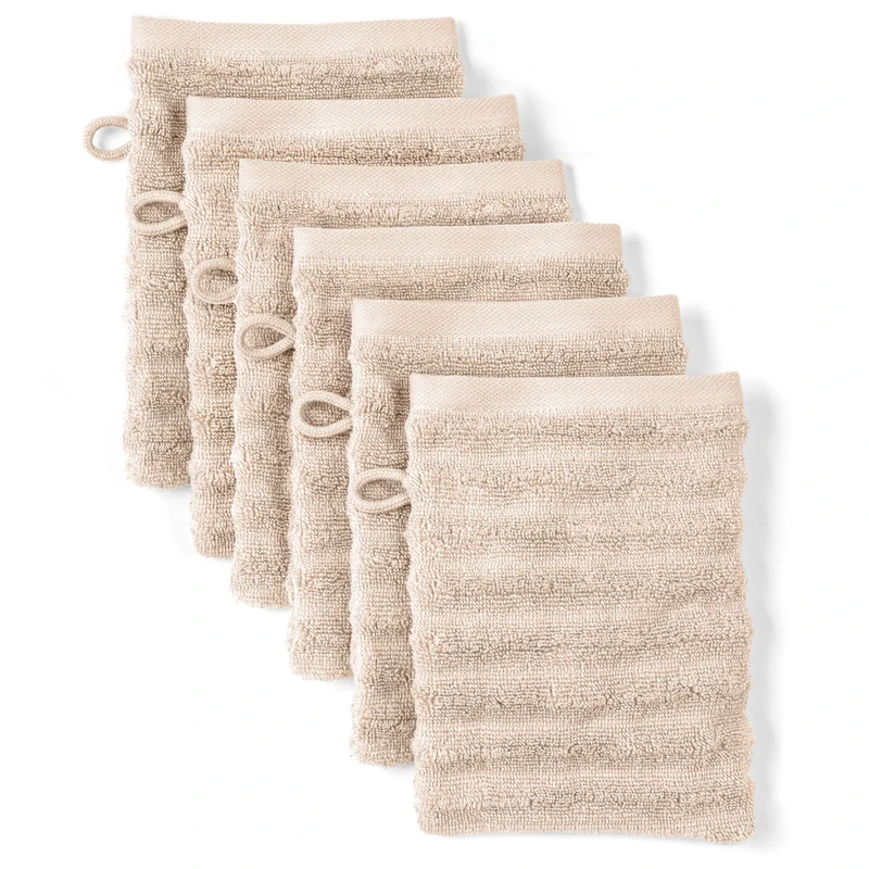 Waschlappen "Waves" - Beige - 6x 16x21cm