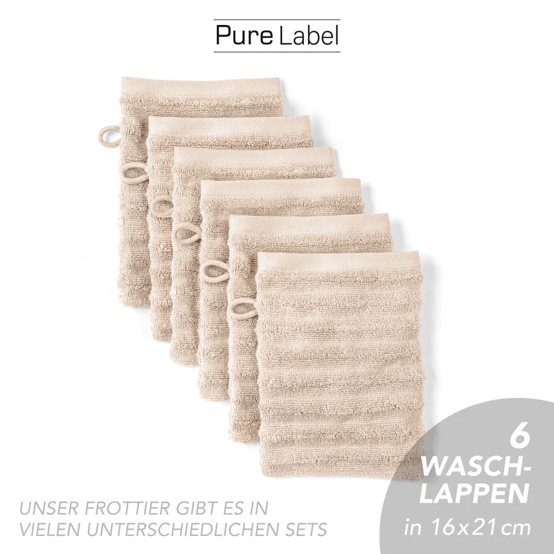 Waschlappen "Waves" - Beige - 6x 16x21cm
