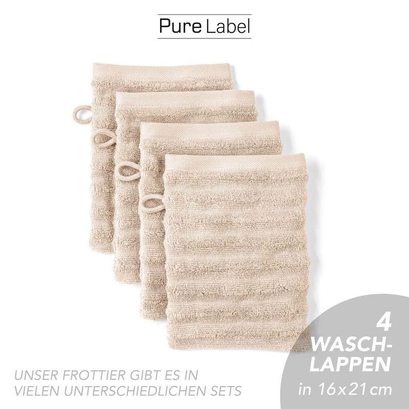 Waschlappen "Waves" - Beige - 4x 16x21cm