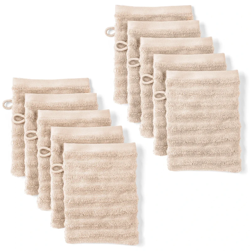 Waschlappen "Waves" - Beige - 10x 16x21cm