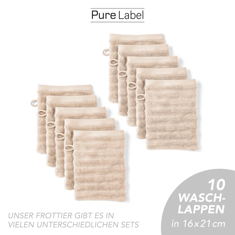 Waschlappen "Waves" - Beige - 10x 16x21cm