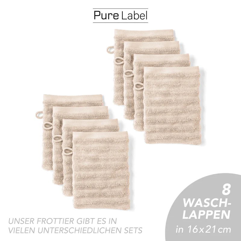 Waschlappen "Waves" - Beige - 8x 16x21cm
