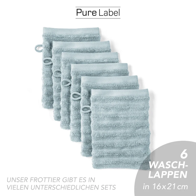 Waschlappen "Waves" - Blaugrau - 6x 16x21cm