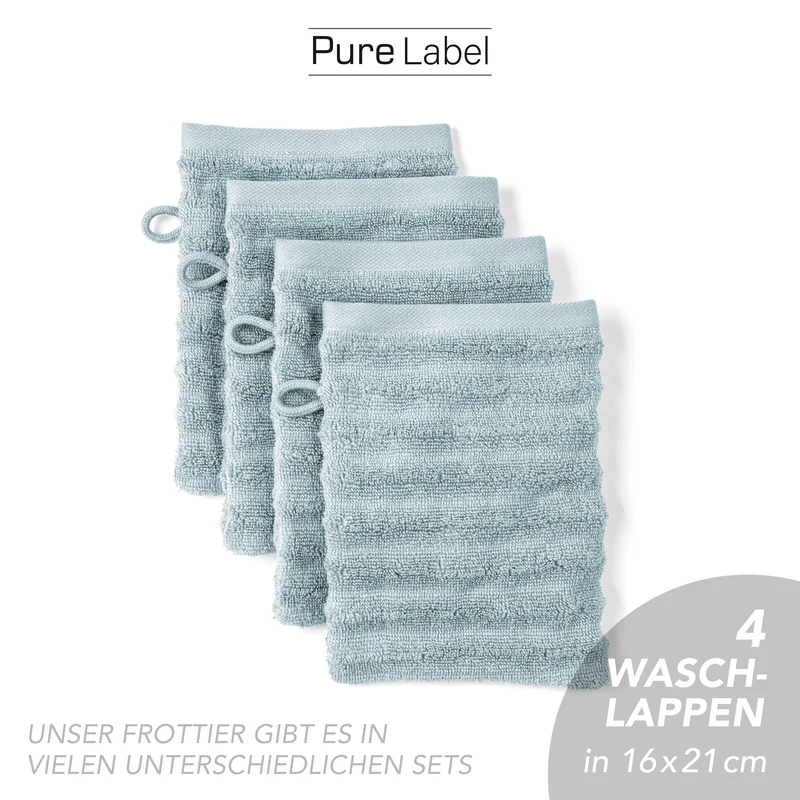 Waschlappen "Waves" - Blaugrau - 4x 16x21cm