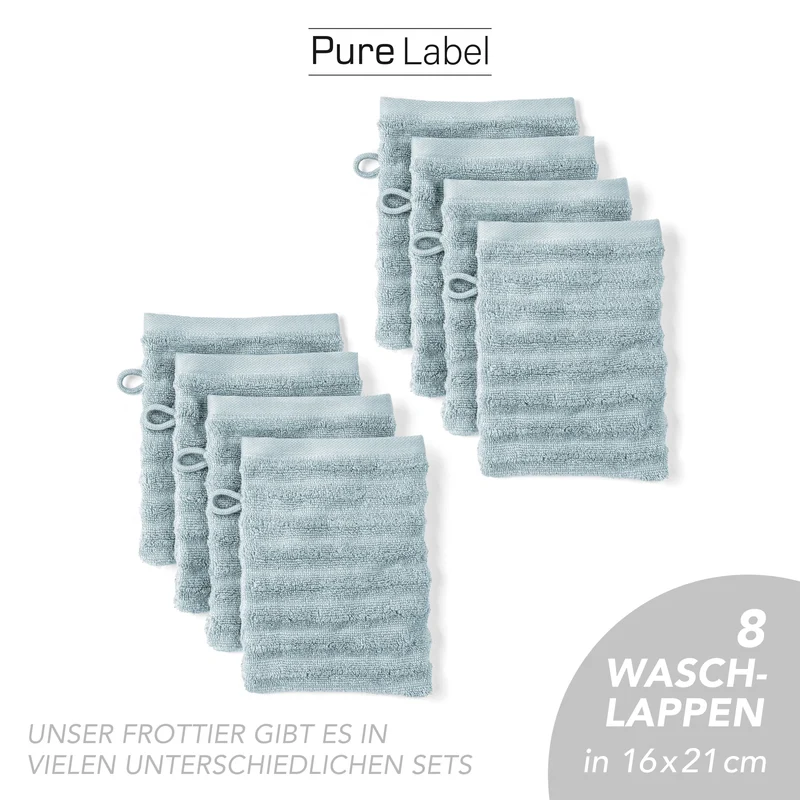 Waschlappen "Waves" - Blaugrau - 8x 16x21cm