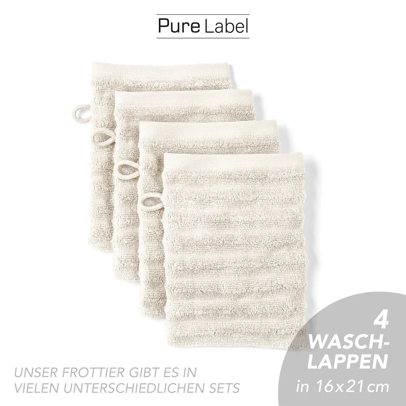 Waschlappen "Waves" - Creme - 4x 16x21cm