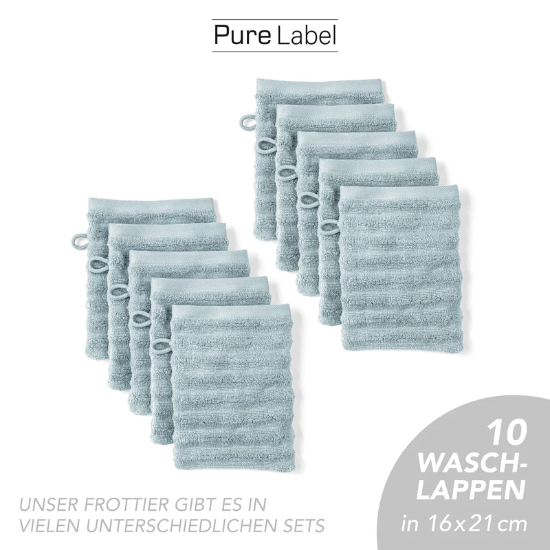 Waschlappen "Waves" - Blaugrau - 10x 16x21cm
