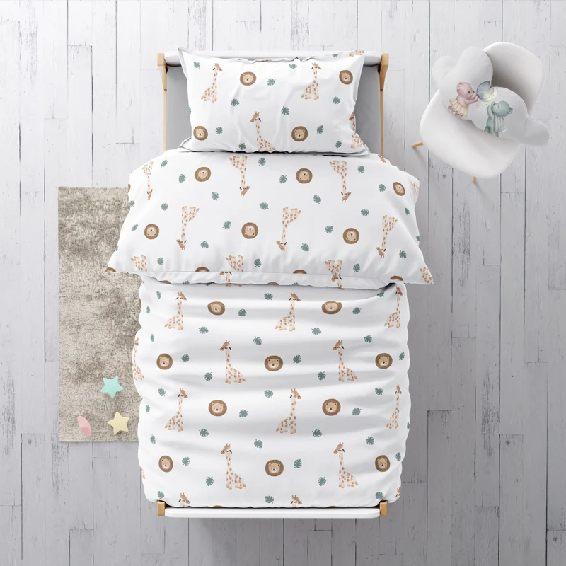 "Giraffe und Löwe" Premium Kinderbettwäsche