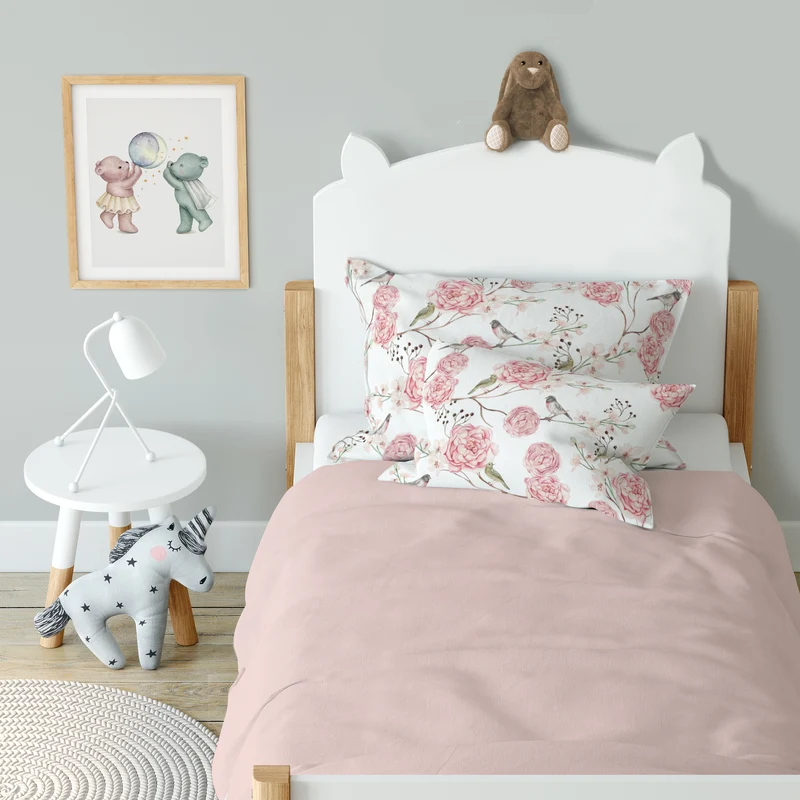 "Vögel und Blumen" Premium Kinderbettwäsche