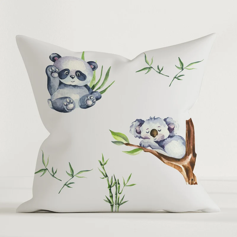 "Koala und Panda" Premium Kinder Dekokissen