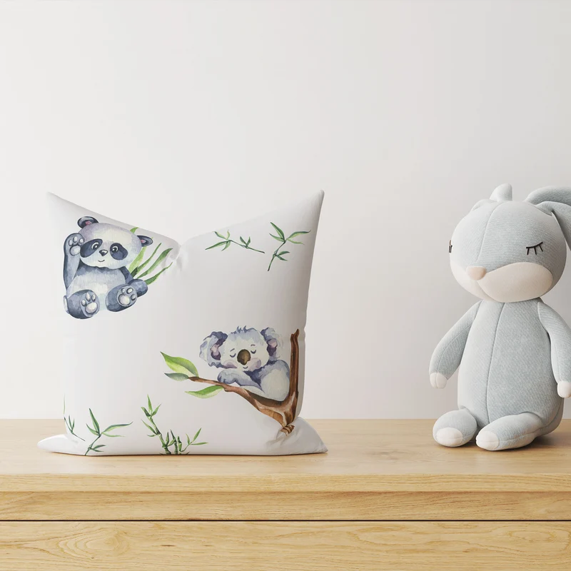 "Koala und Panda" Premium Kinder Dekokissen