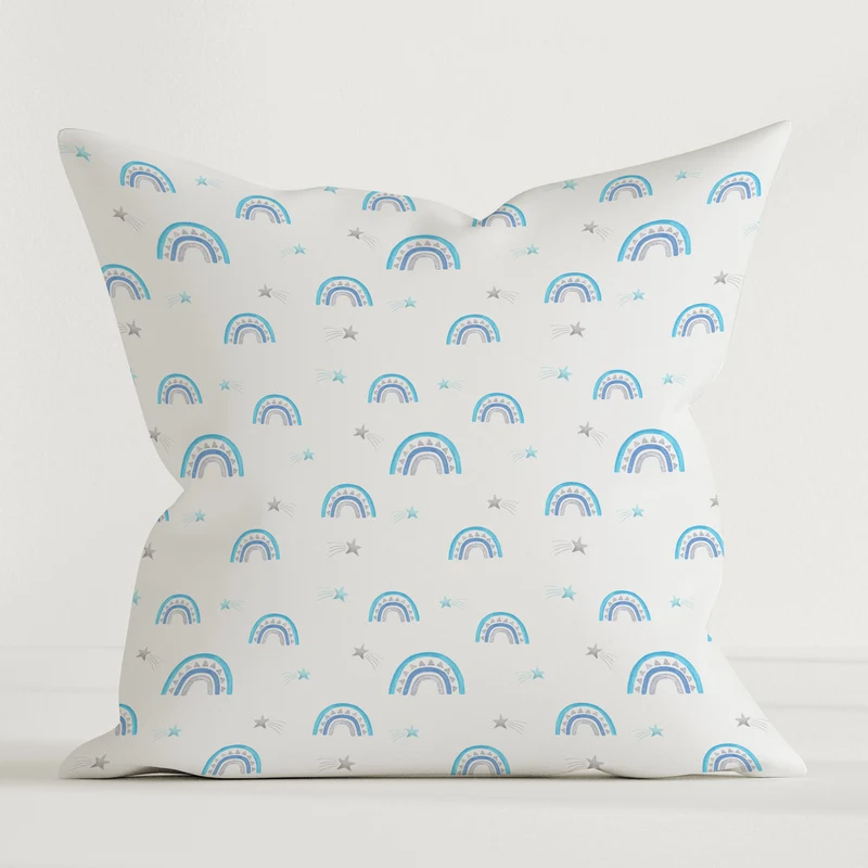“Blue Rainbows” Premium Kinder Dekokissen