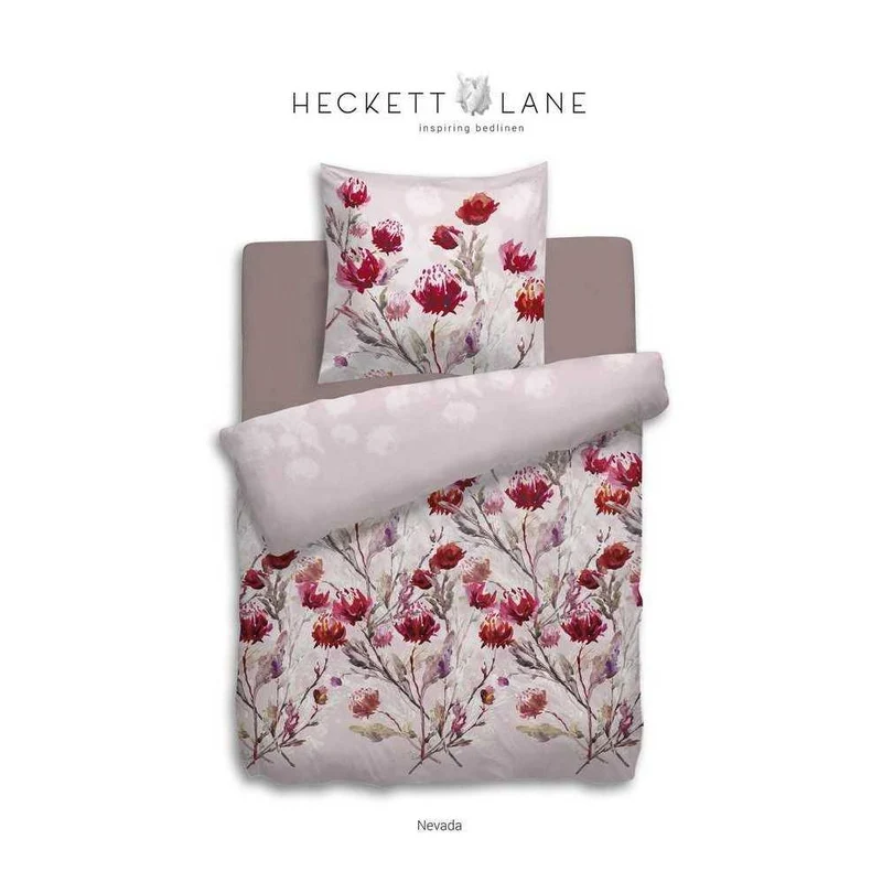HnL Flanell Wende-Bettwäsche Blumen Nevada Rosa 135x200 cm + 80x80 cm