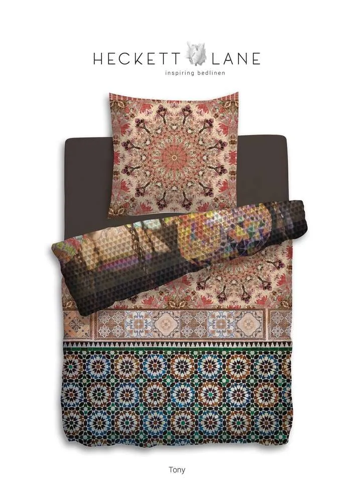 HnL Mako-Satin Baumwolle Wende-Bettwäsche Ornamente Tony Bunt 135x200 cm + 80x80 cm