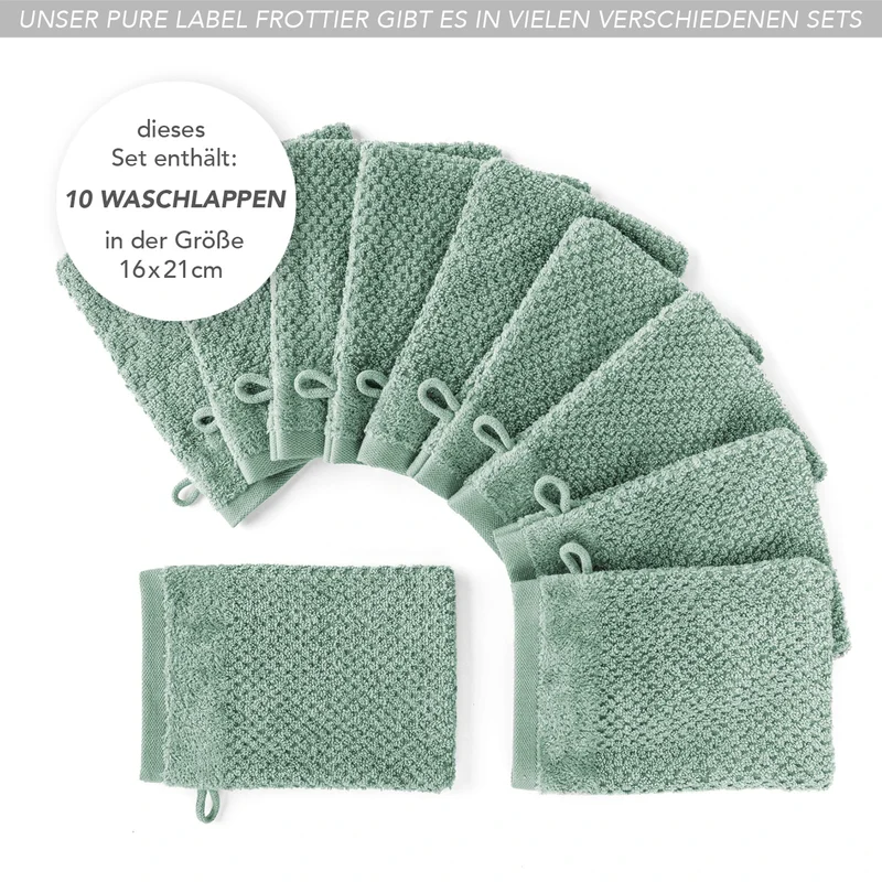Waschlappen "Popcorn" - Salbeigrün - 10x 16x21cm