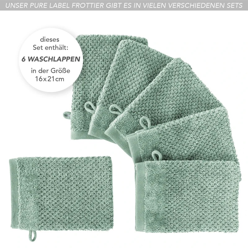 Waschlappen "Popcorn" - Salbeigrün - 6x 16x21cm