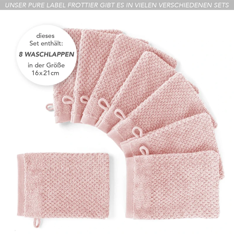 Waschlappen "Popcorn" - Rosa - 8x 16x21cm