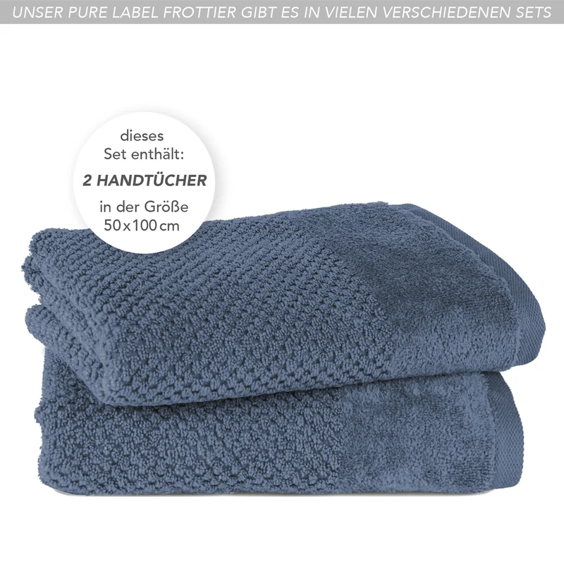 Handtücher "Popcorn" - Jeansblau - 2x 50x100cm