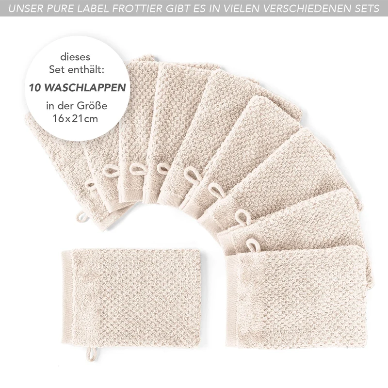 Waschlappen "Popcorn" - Creme - 10x 16x21cm
