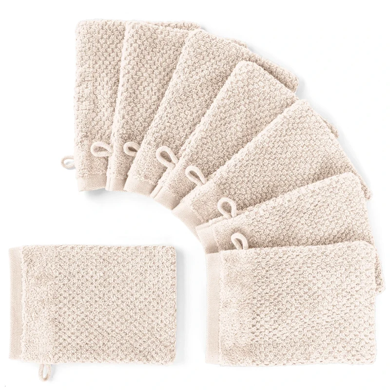 Waschlappen "Popcorn" - Creme - 8x 16x21cm