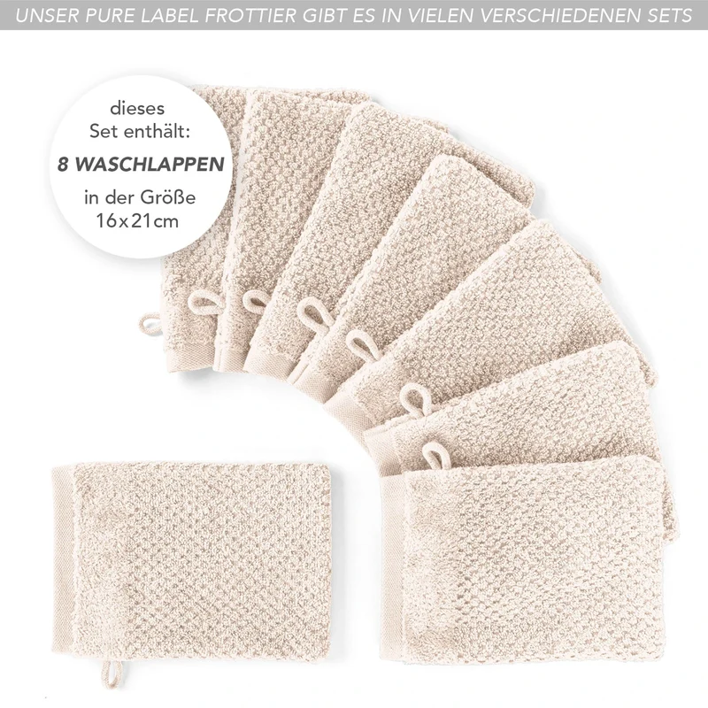 Waschlappen "Popcorn" - Creme - 8x 16x21cm