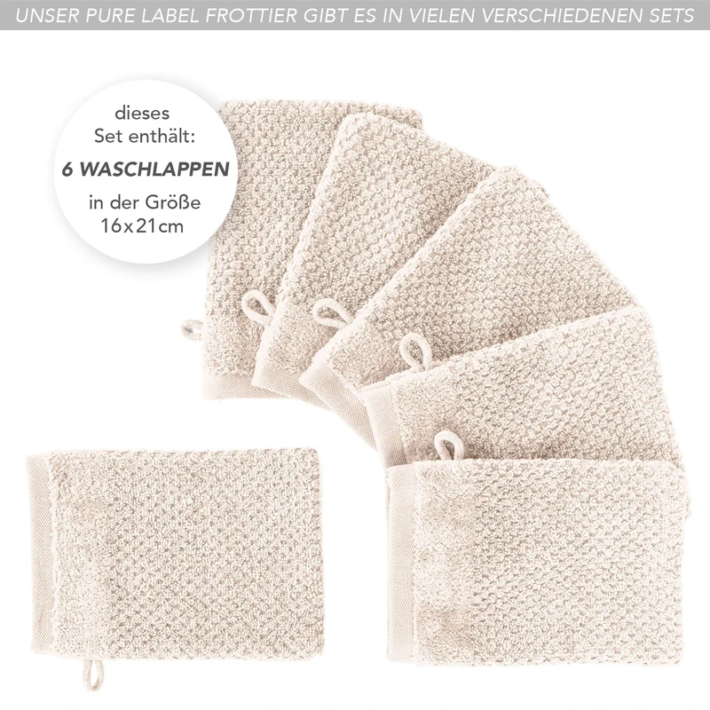 Waschlappen "Popcorn" - Creme - 6x 16x21cm