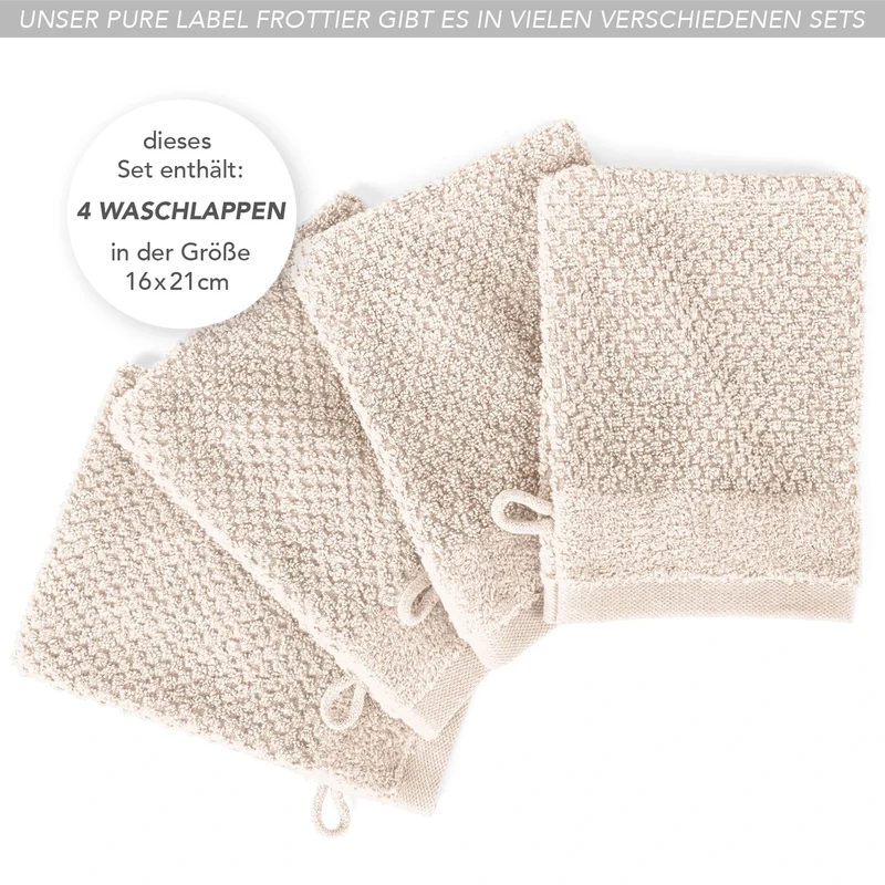 Waschlappen "Popcorn" - Creme - 4x 16x21cm