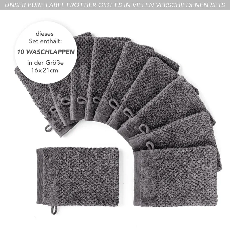 Waschlappen "Popcorn" - Anthrazit - 10x 16x21cm