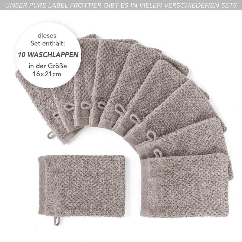 Waschlappen "Popcorn" - Taupe - 10x 16x21cm