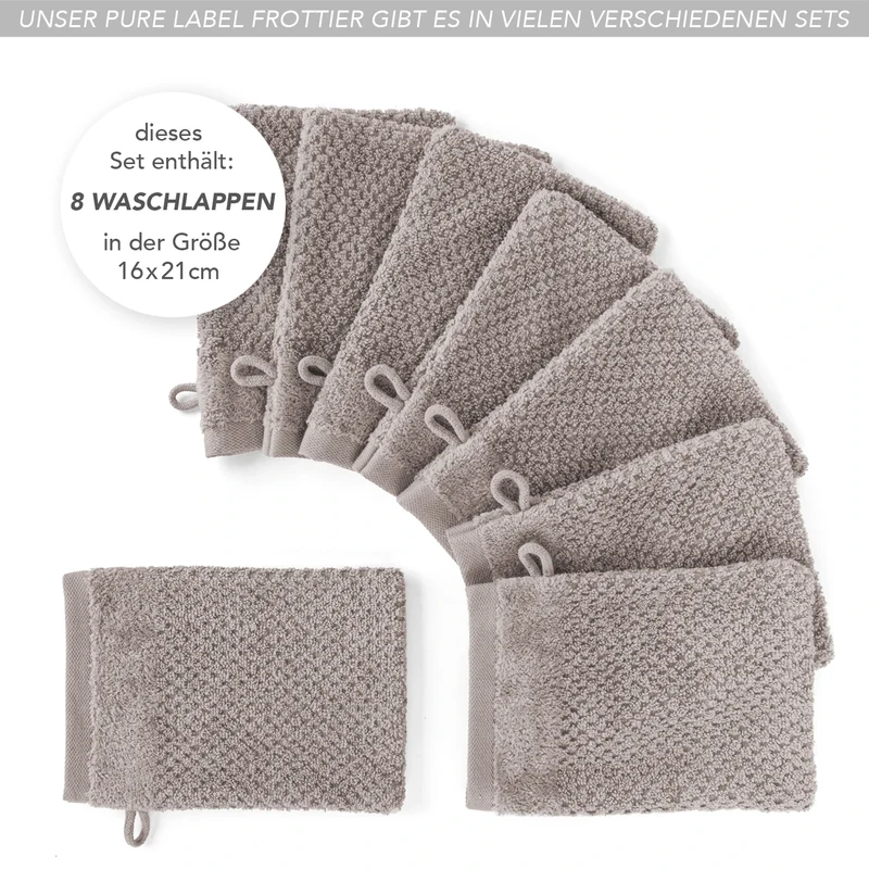 Waschlappen "Popcorn" - Taupe - 8x 16x21cm