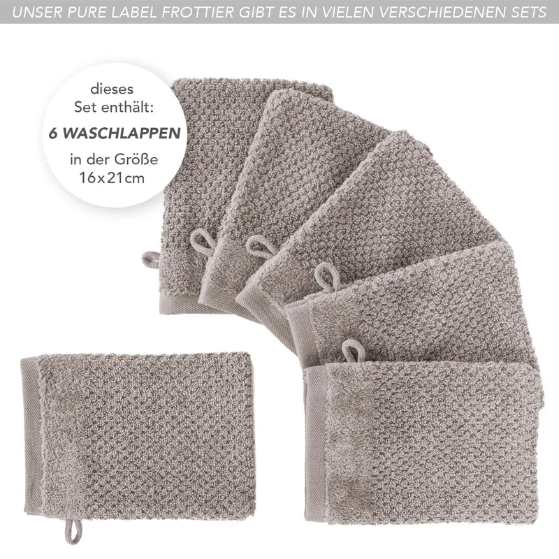 Waschlappen "Popcorn" - Taupe - 6x 16x21cm