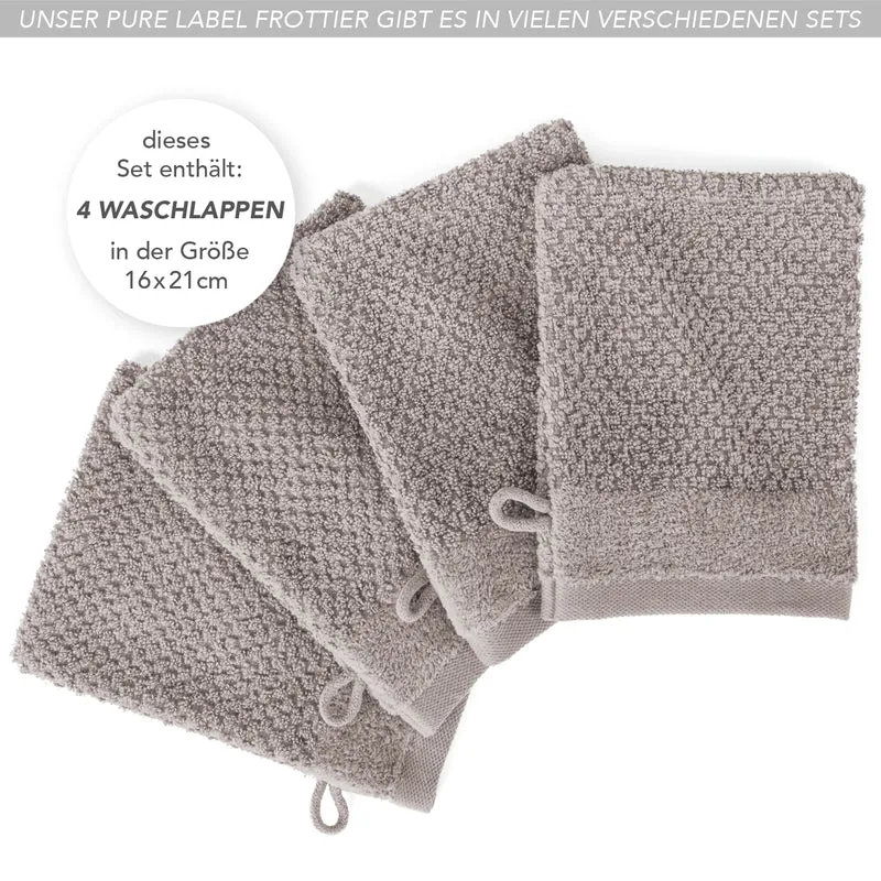 Waschlappen "Popcorn" - Taupe - 4x 16x21cm