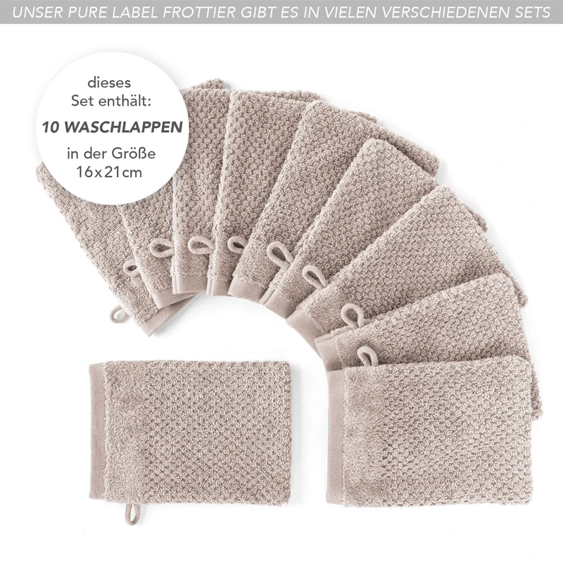 Waschlappen "Popcorn" - Stein - 10x 16x21cm