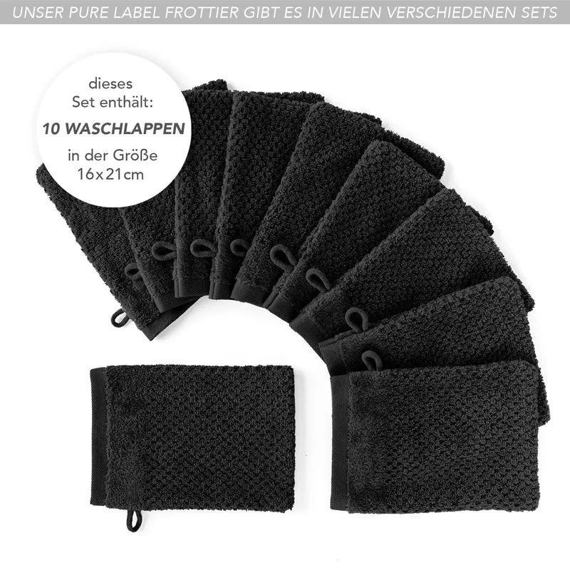 Waschlappen "Popcorn" - Schwarz - 10x 16x21cm