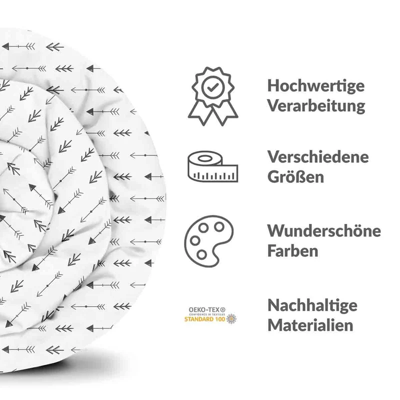 Therapiedecken Bettwäschen Set Weiß mit vielen schwarzen Pfeilen