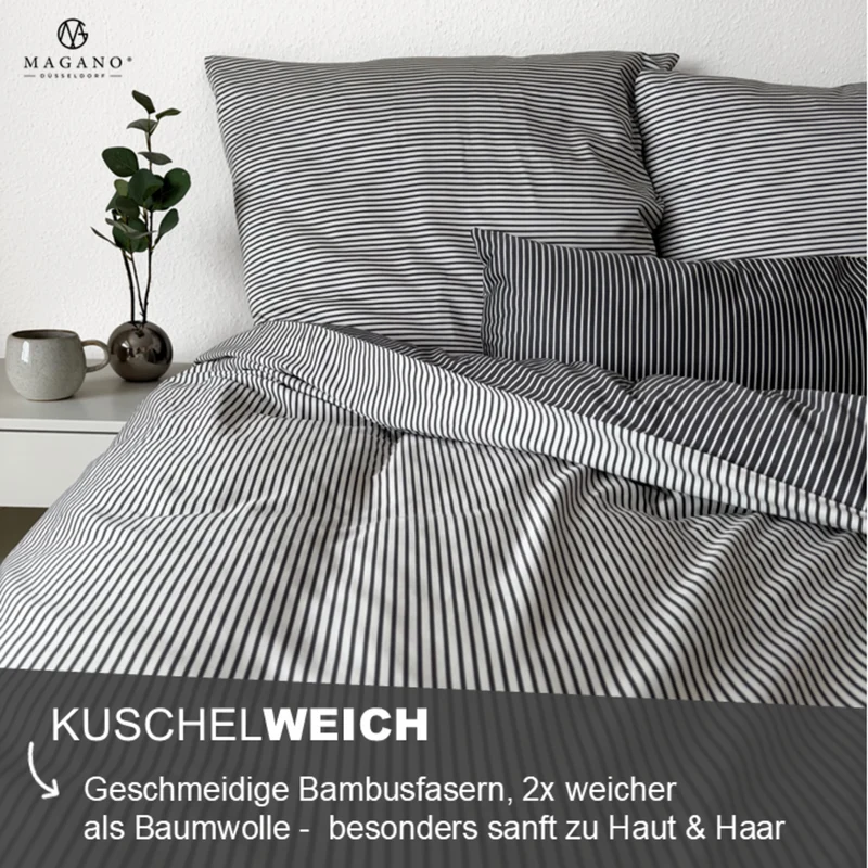 Luxus Streifen Spannbettlaken | Bambus & Baumwolle