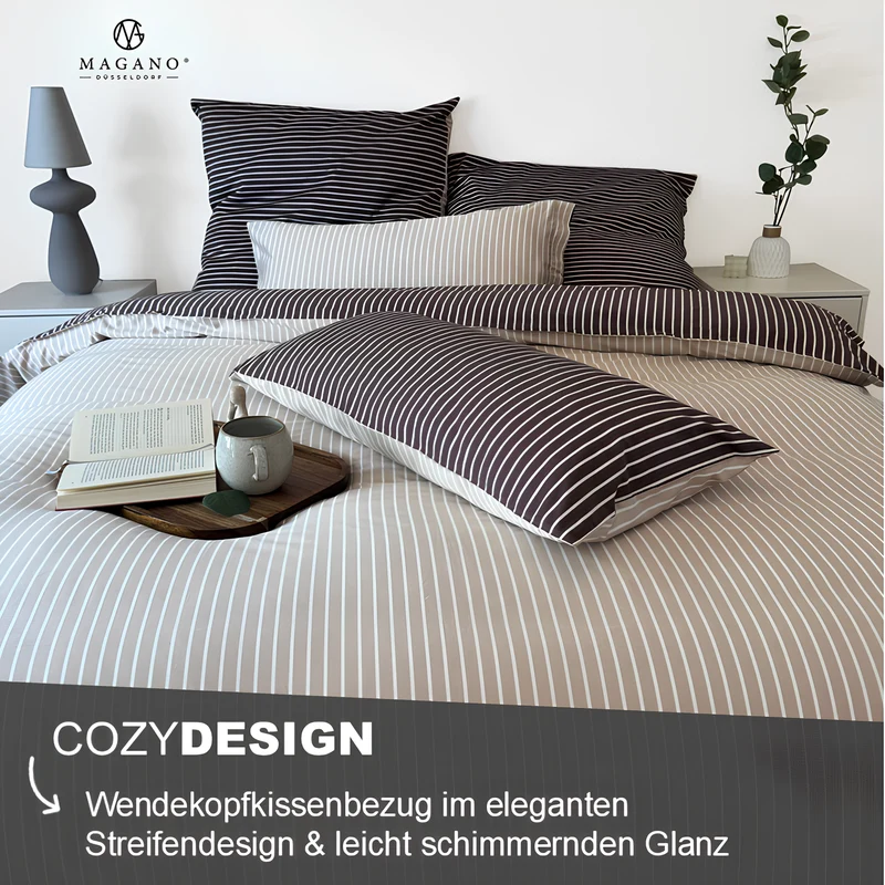 Luxus Wendebettwäsche | Streifendesign | Bambus & Baumwolle