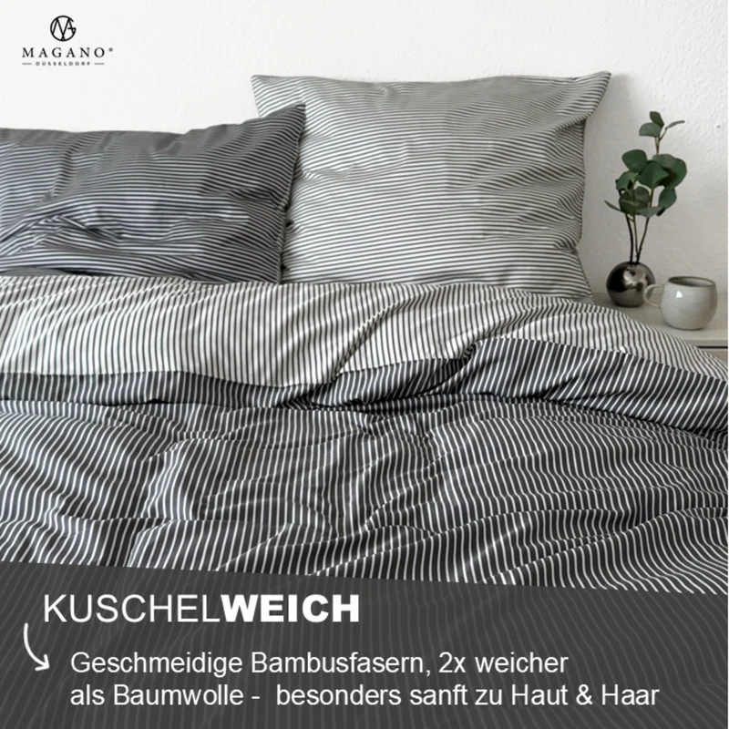 Luxus Wendebettwäsche | Streifendesign | Bambus & Baumwolle