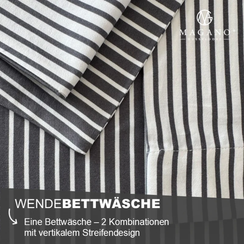 Luxus Wendebettwäsche | Streifendesign | Bambus & Baumwolle