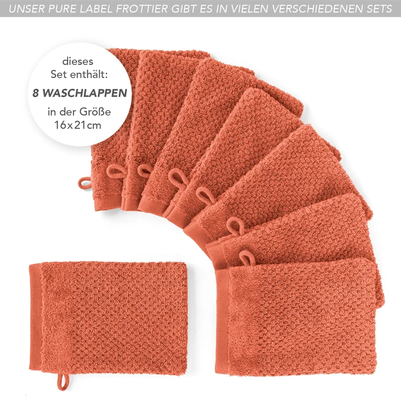 Waschlappen "Popcorn" - Orange - 8x 16x21cm