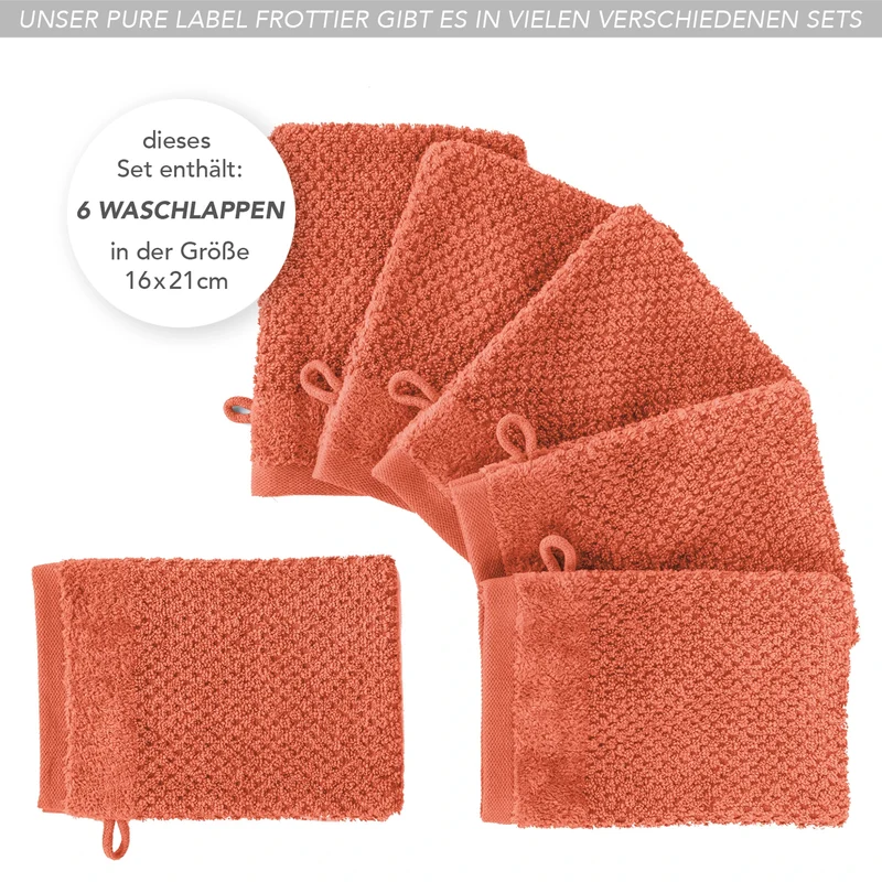 Waschlappen "Popcorn" - Orange - 6x 16x21cm