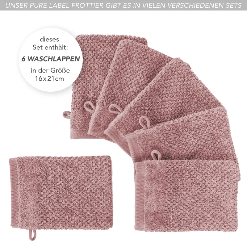 Waschlappen "Popcorn" - Mauve - 6x 16x21cm