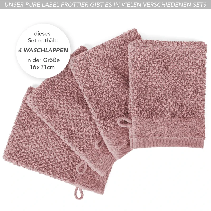 Waschlappen "Popcorn" - Mauve - 4x 16x21cm