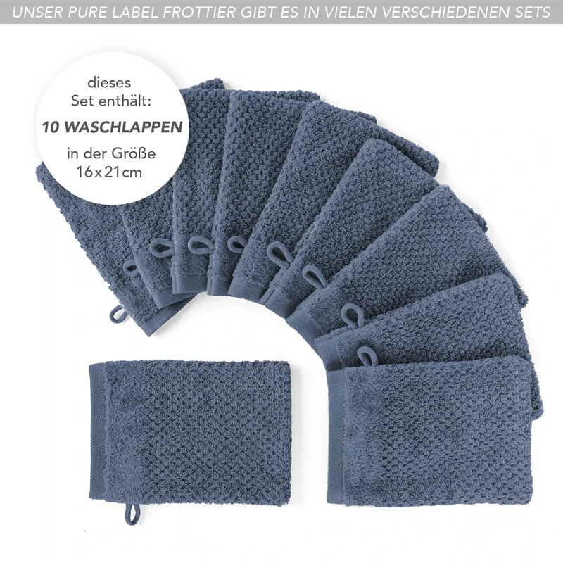 Waschlappen "Popcorn" - Jeansblau - 10x 16x21cm