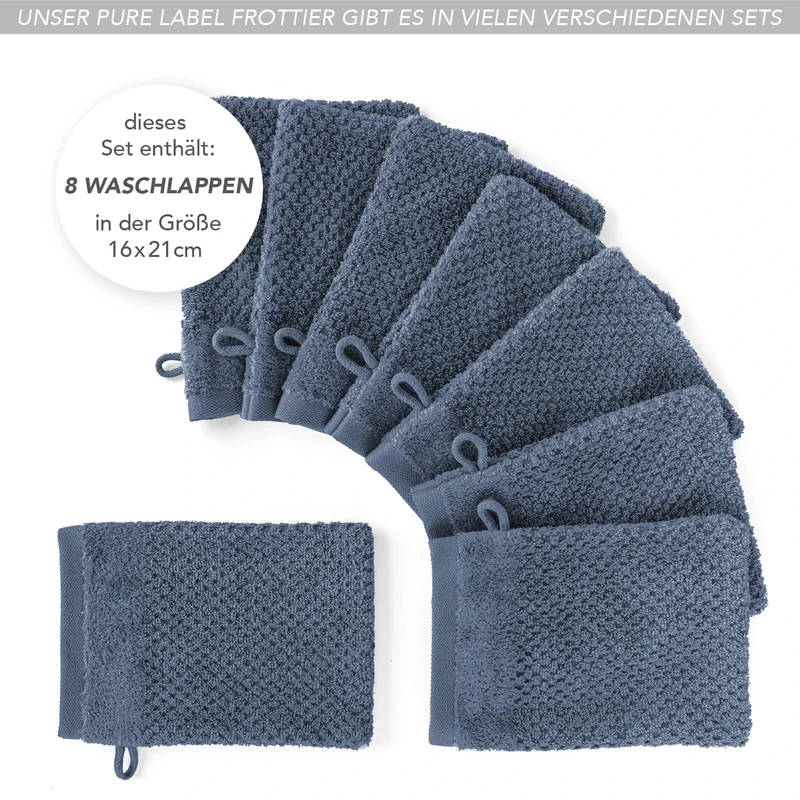 Waschlappen "Popcorn" - Jeansblau - 8x 16x21cm
