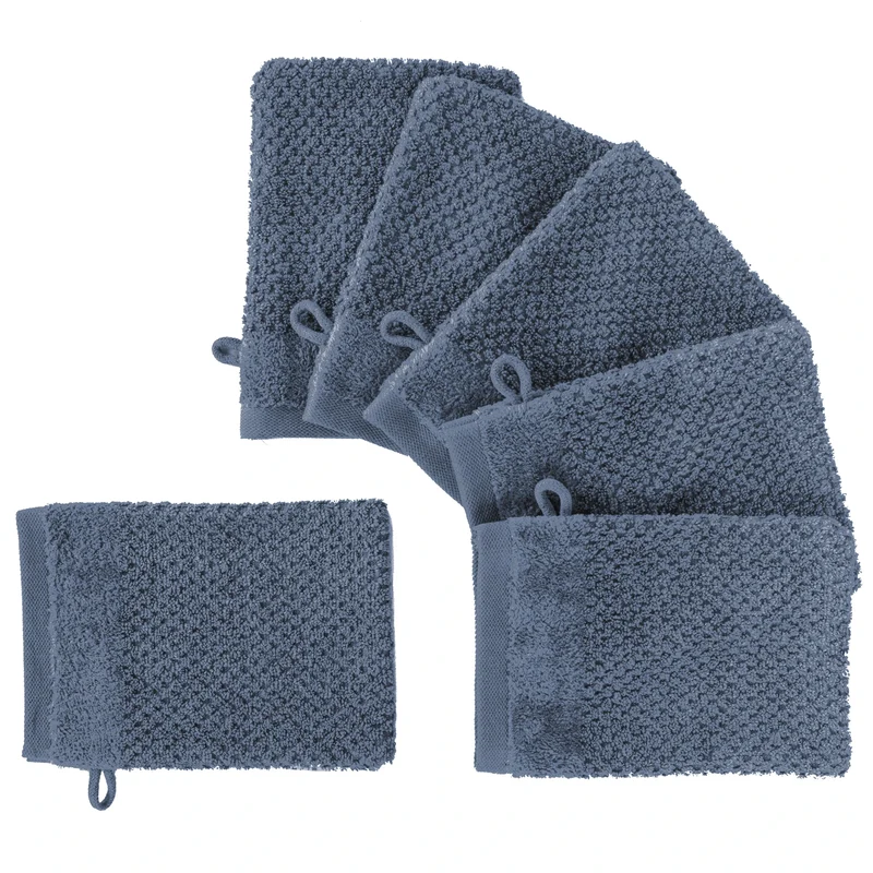 Waschlappen "Popcorn" - Jeansblau - 6x 16x21cm