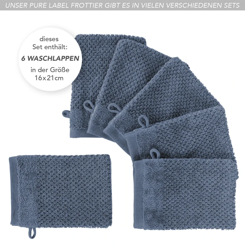 Waschlappen "Popcorn" - Jeansblau - 6x 16x21cm