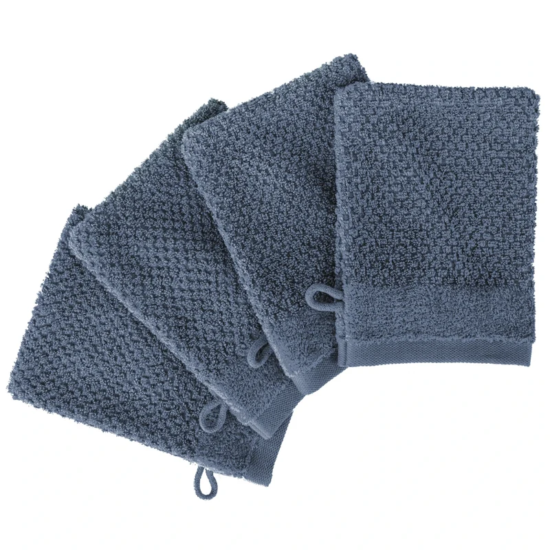 Waschlappen "Popcorn" - Jeansblau - 4x 16x21cm